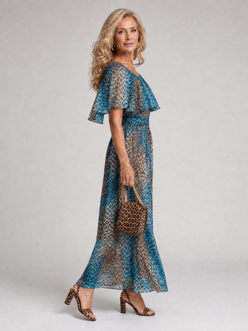 Laerose | One Shoulder Animal Print Midi Dress