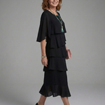 Hilana | Layered Cape Sleeve Midi Dress