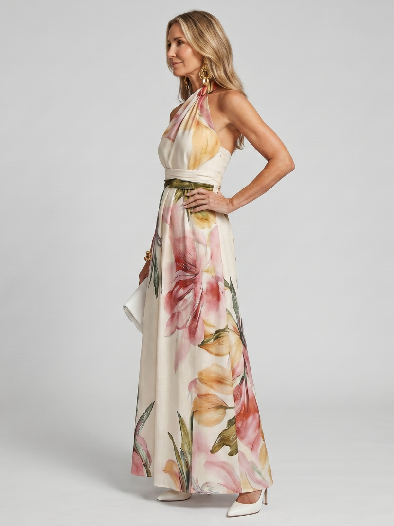 Isassa | Soft Halter Flowing Skirt Maxi Dress