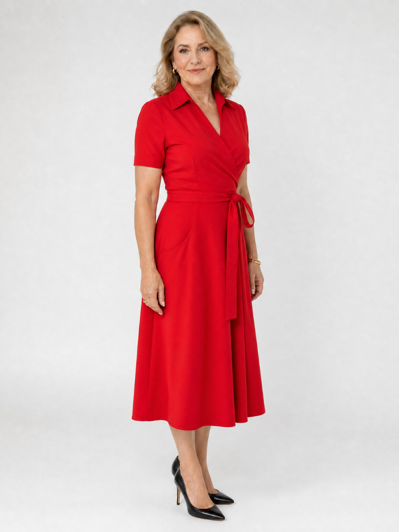 Laebeth | Collared Wrap Waist Midi Dress