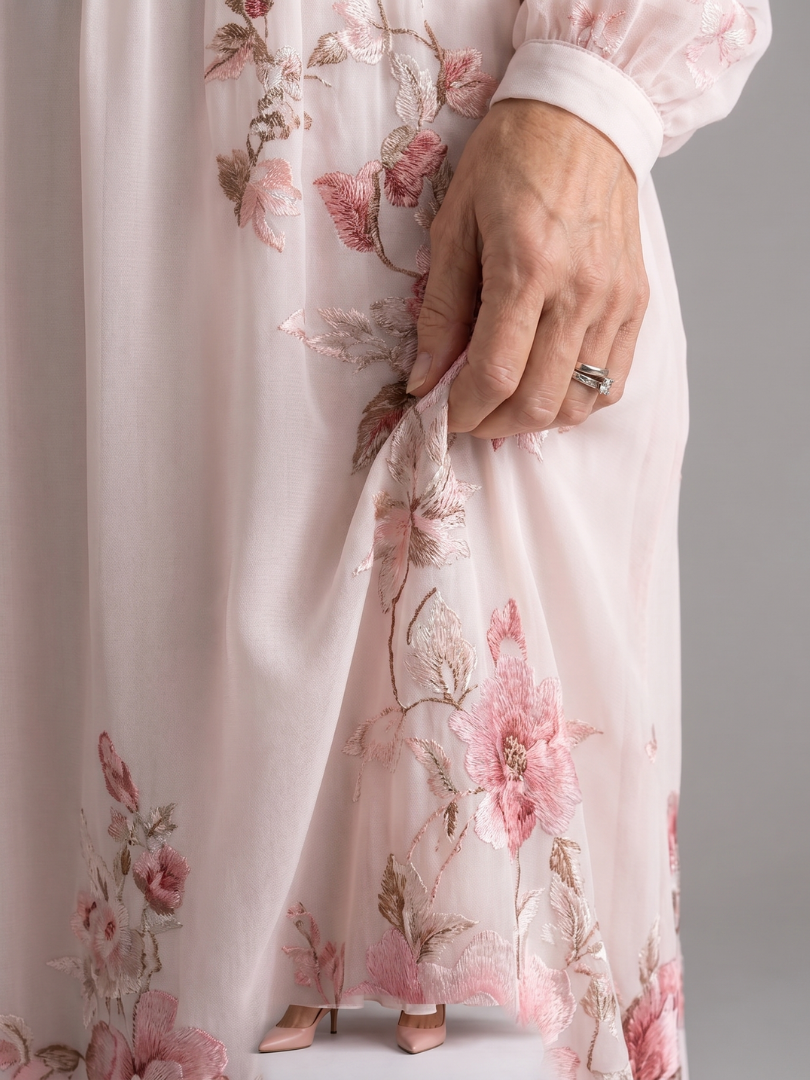 Caldra | Long Sleeve Natural Flow Midi Dress
