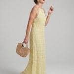 Vesette | Textured Fringe Fitted Silhouette Maxi Dress