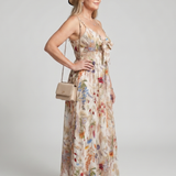 Orlawen | Spaghetti Strap Gathered Waist  Midi Dress