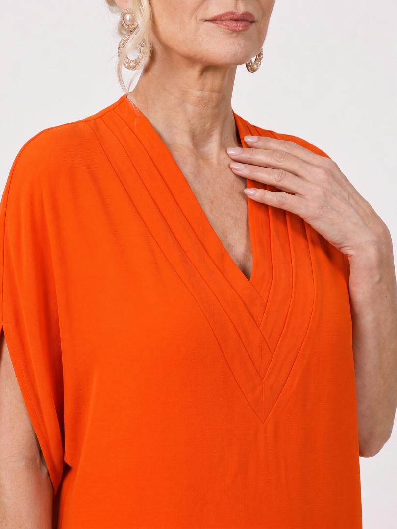 Verenabeth | V Neck Short Sleeve Knee Length Dress