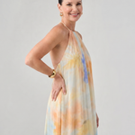 Larsette | Watercolor Halter Neck Flowing Maxi Dress