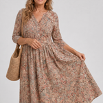 Daline | Vintage Front Three Quarter Sleeve Midi Dress