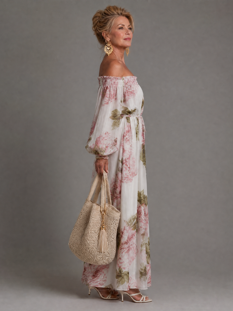 Coravia | Off Shoulder Floral Maxi Dress