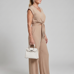 Maelette | Simple V Neck Strap Short Top Wide-leg Pants Sets
