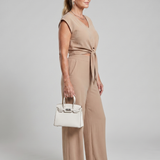 Maelette | Simple V Neck Strap Short Top Wide-leg Pants Sets