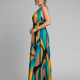 Larwyn | Sleeveless Abstract Print Maxi Dress