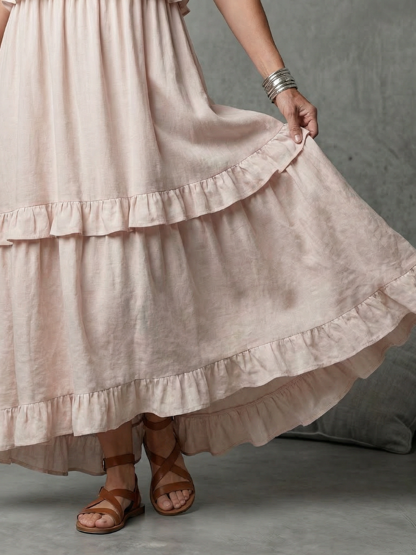 Vidassa | Tiered Ruffle Halter Maxi Dress