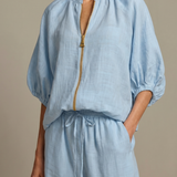 Halrin | Zip Front Blouson Top Wide Leg Set