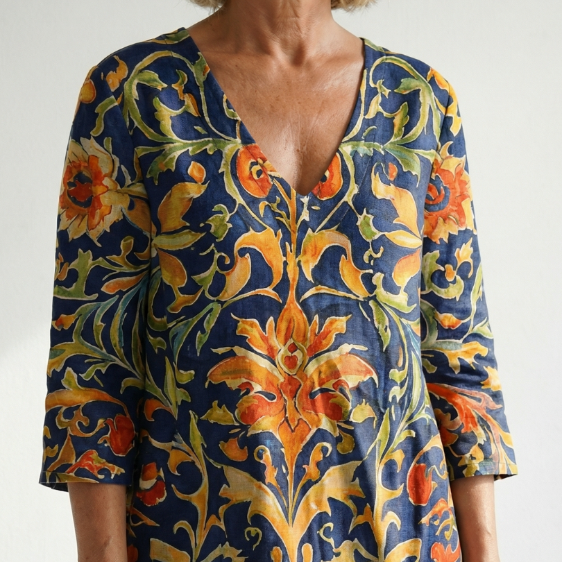 Callamae | Clean Ornate Floral Midi Dress