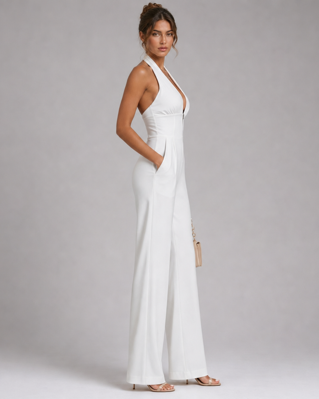 Orlabeth | Halter Neck Wide Leg Sleeveless Jumpsuit