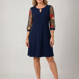 Casvia | Embroidered Mesh Sleeve Mini Dress