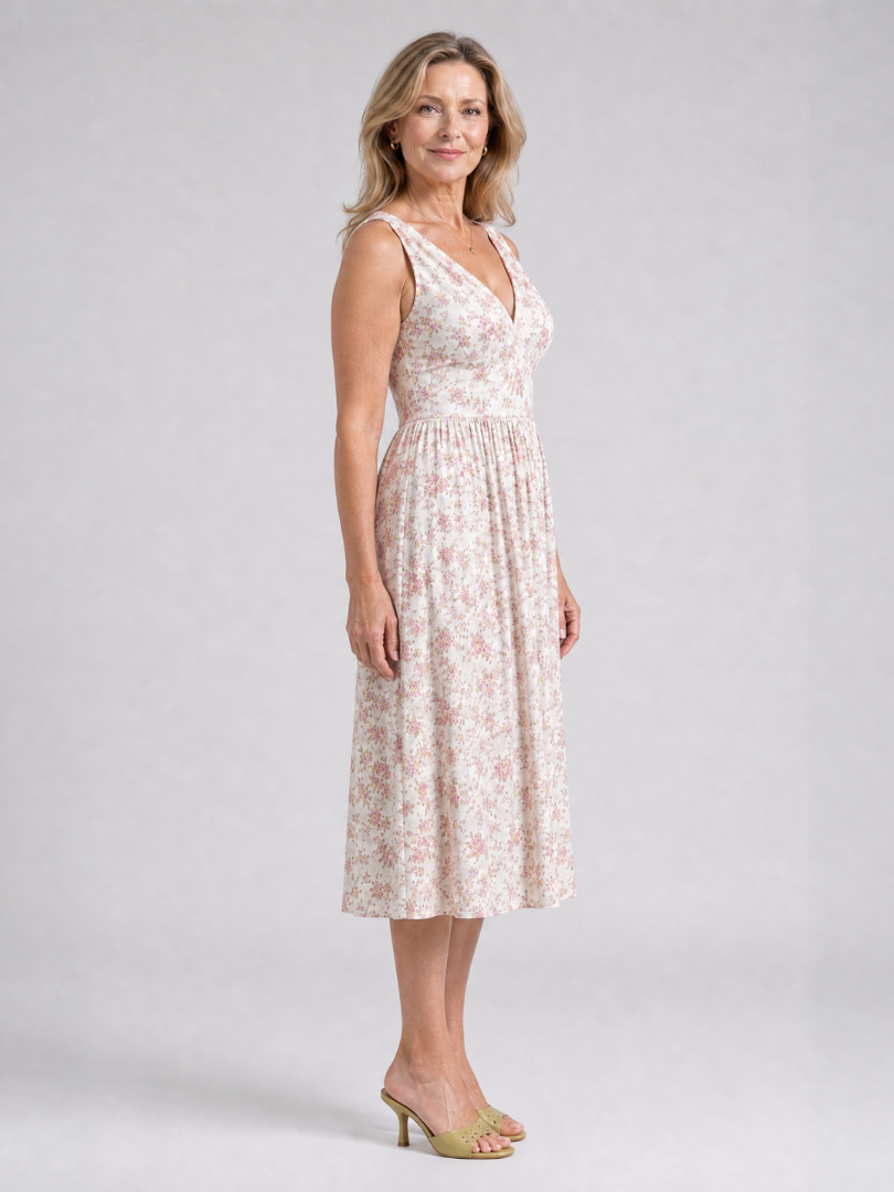 Dalrose | Sleeveless Floral V Neck Midi Dress