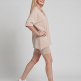 Saffthea | V Neck Top And Shorts Relaxed Fit Set