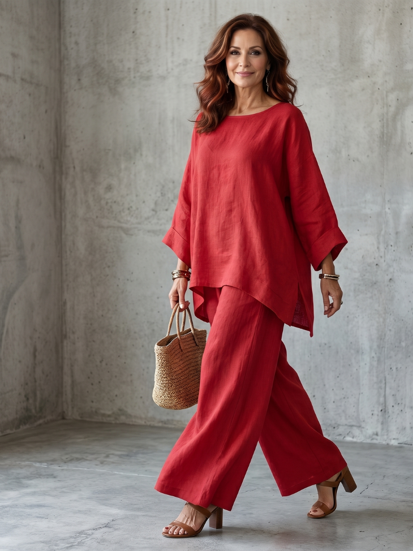 Saffa | Oversized Tunic Wide Leg Pant Set