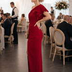 Theania | One Shoulder Draped Bodice Midi Dress