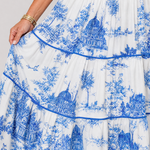 Fiobeth | Printed Short Sleeve Tiered Midi Dress