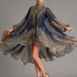 Noravia | High Neck Printed High Low Mini Dress