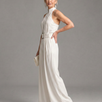 Frerina | Belted High Neck Wide Leg Sleeveless Jumpsuit