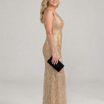 Verla | Sequin Sleeveless Sheer Panel Midi Dress