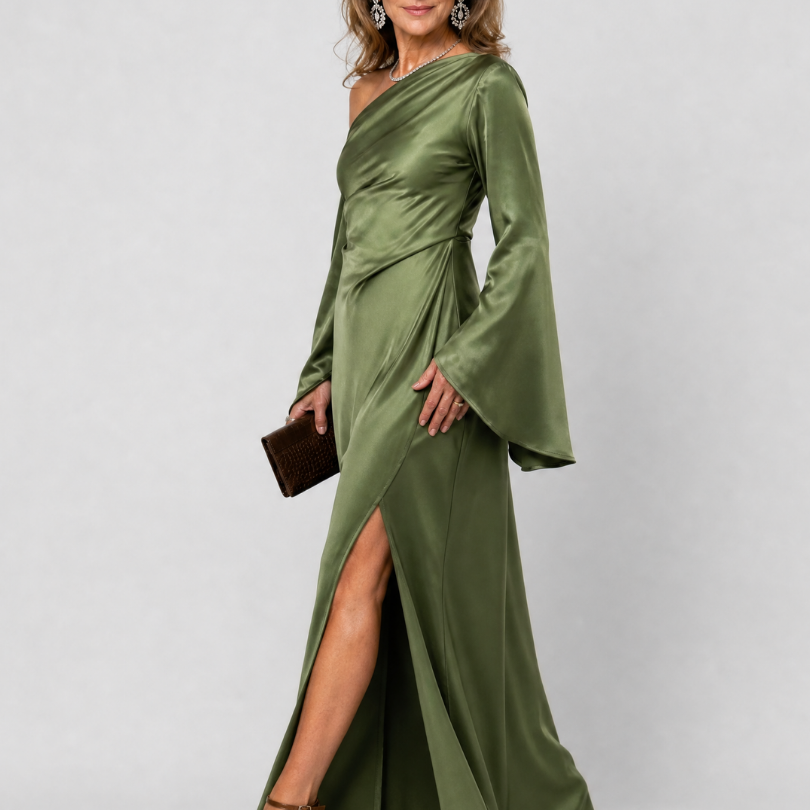 Corrina | One Shoulder Cape Sleeve Maxi Dress