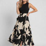 Sabetta | Sleeveless Floral Print High Low Hem Midi Dress