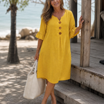 Liasia | Button Detail Ruffle Sleeve Relaxed Midi Dress