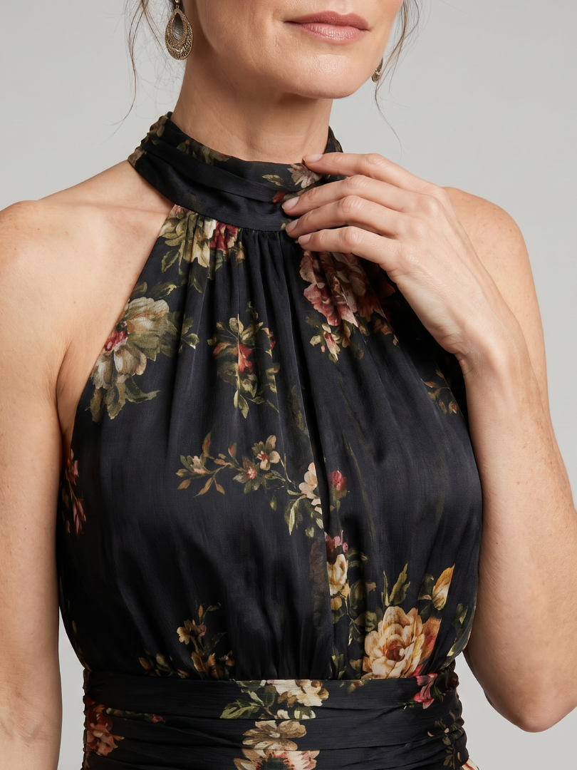 Serathea | Floral Halter Neck Midi Dress