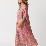 Esmerina | Abstract Print Relaxed Pocket Midi Dress