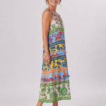 Pensia | Sleeveless Mixed Print Midi Dress