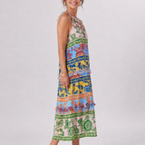 Pensia | Sleeveless Mixed Print Midi Dress