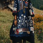 Fiodra | Embroidered Panel Long Sleeve Midi Dress
