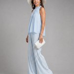 Merlette | Halter Neck Flowing Top And Pleated Wide Leg Pants Set