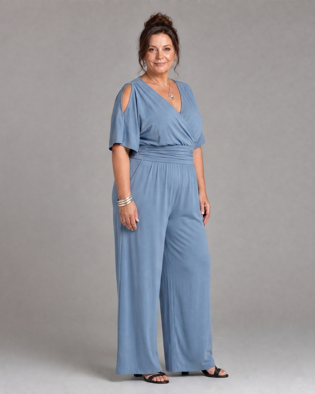 Noretta | Cold Shoulder Wrap Waist Relaxed Jumpsuit