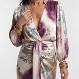 Miravia | Cross Wrap Tie Waist Printed Midi Dress