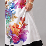Callada | Watercolor Bloom Print Flowing Pocket Midi Dress