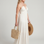 Kalssa | Halter Neck Tiered Skirt Midi Dress