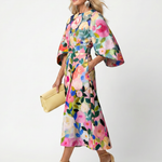 Callora | Wide Sleeve Floral Midi Dress