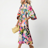 Callora | Wide Sleeve Floral Midi Dress