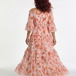 Kalsette | Off Shoulder Floral Ruffle Tiered Maxi Dress