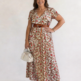Tamsinna | Elegant Floral V-Neck Midi Dress