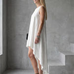 Talnia | Sleeveless High Low Flowing Shape Midi Dress