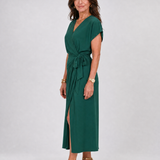 Romilia | Short Sleeve Wrap Tie Midi Dress