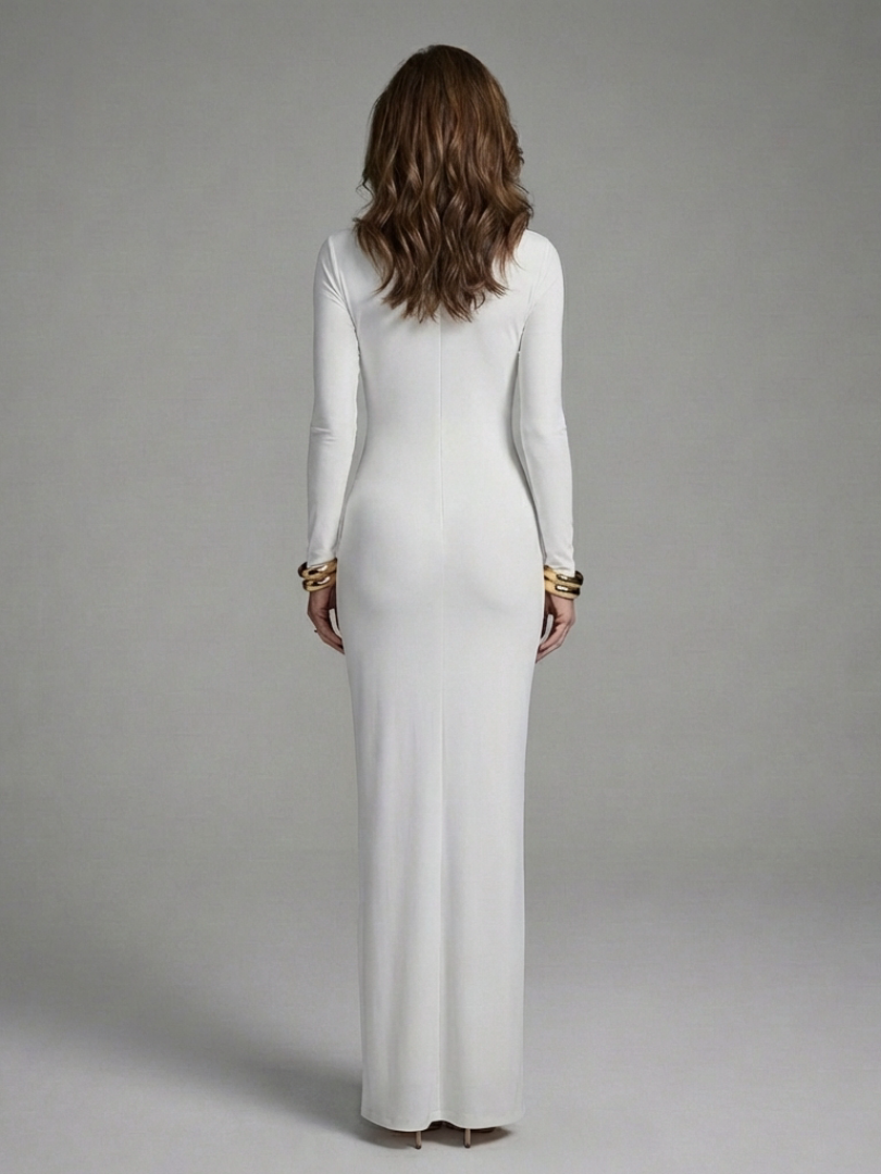 Milina | Long Sleeve Cutout High Neck Maxi Dress