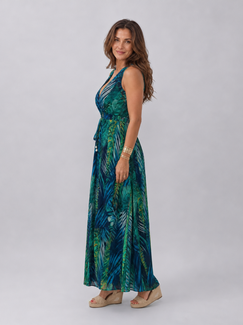 Velmae | Sleeveless Empire Waist Midi Dress