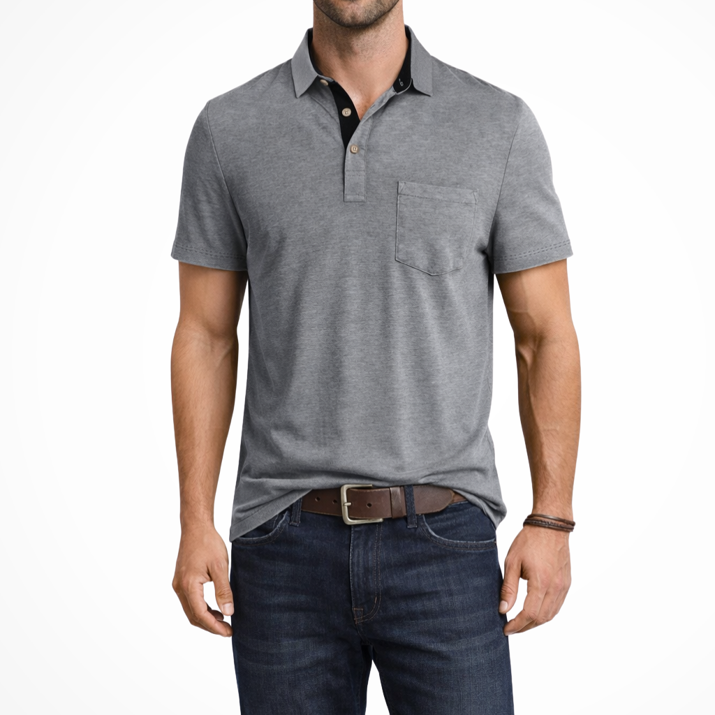 Joey | Men Contrast Collar Short Sleeve Polo Shirt with Pocket