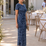 Celwen | Short Sleeve Crew Neck Midi Dress